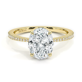 Oval Petal Pave Setting Engagement Ring, thumbnail 1