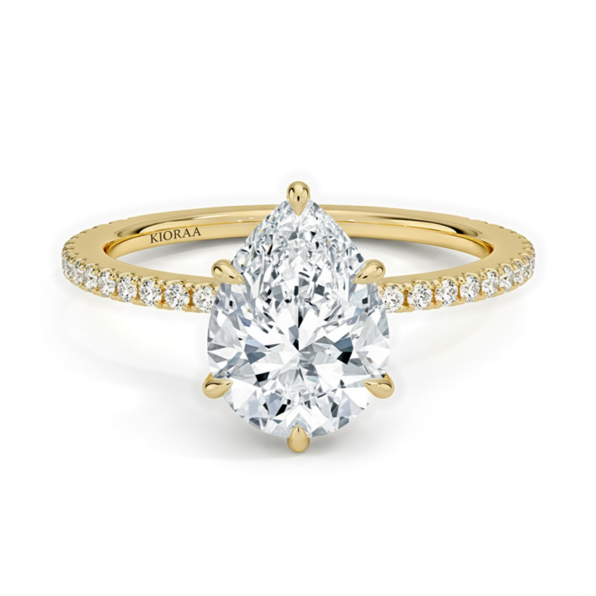 Partial Coverage Pear Diamond Engagement  Ring