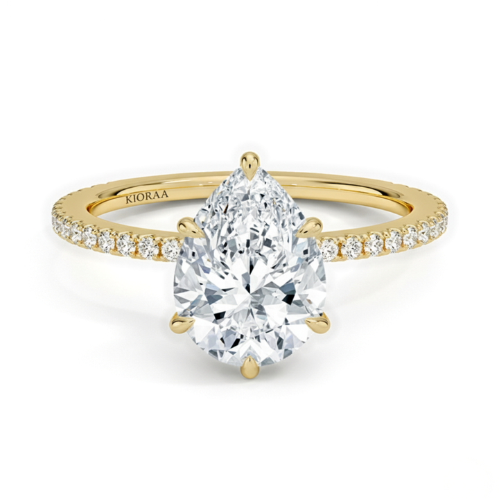 Partial Coverage Pear Diamond Engagement  Ring
