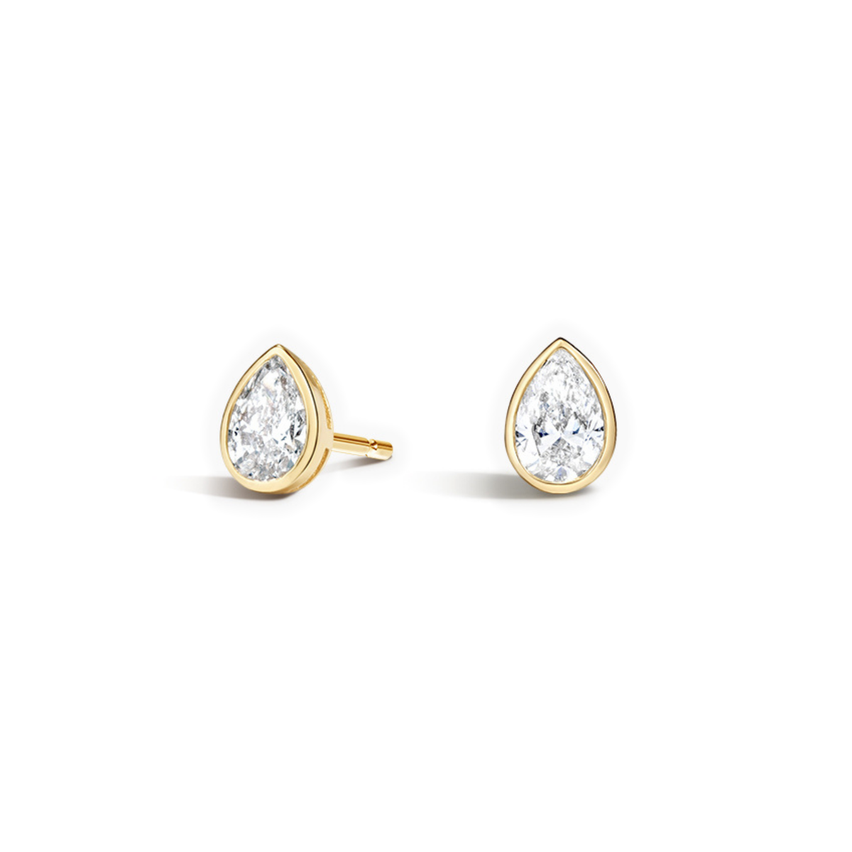 Pear Diamond Bezel Set Studs