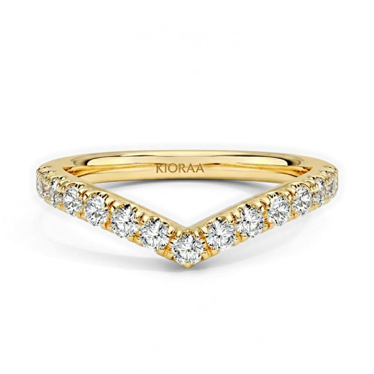 Round Cut Half Coverage Chevron Eternity Wedding Band
