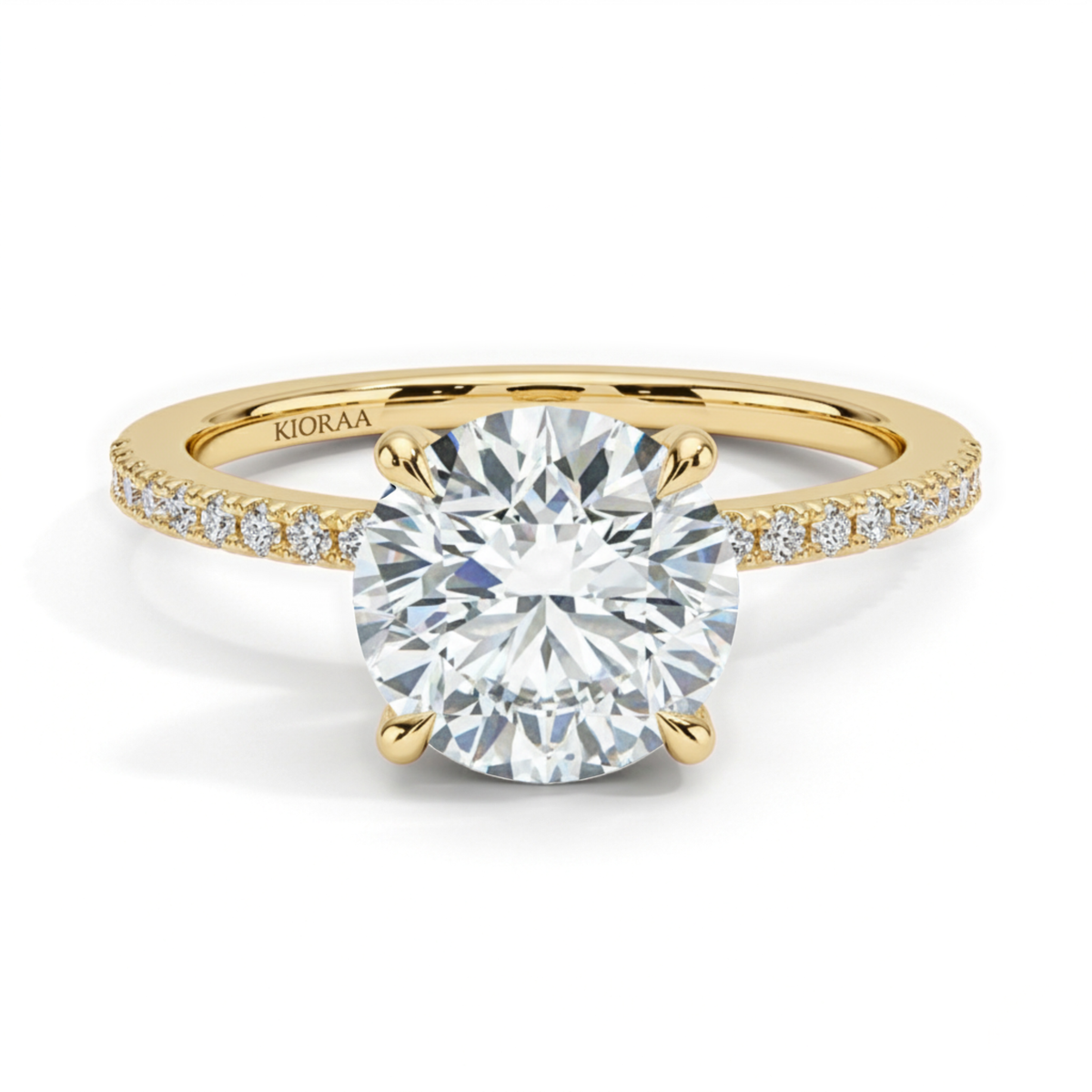 Round Cut Hidden Halo Solitaire Engagement Ring