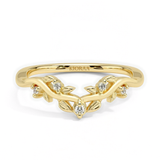 Round Cut Nature Inspired Leaf Wedding Band, thumbnail 1