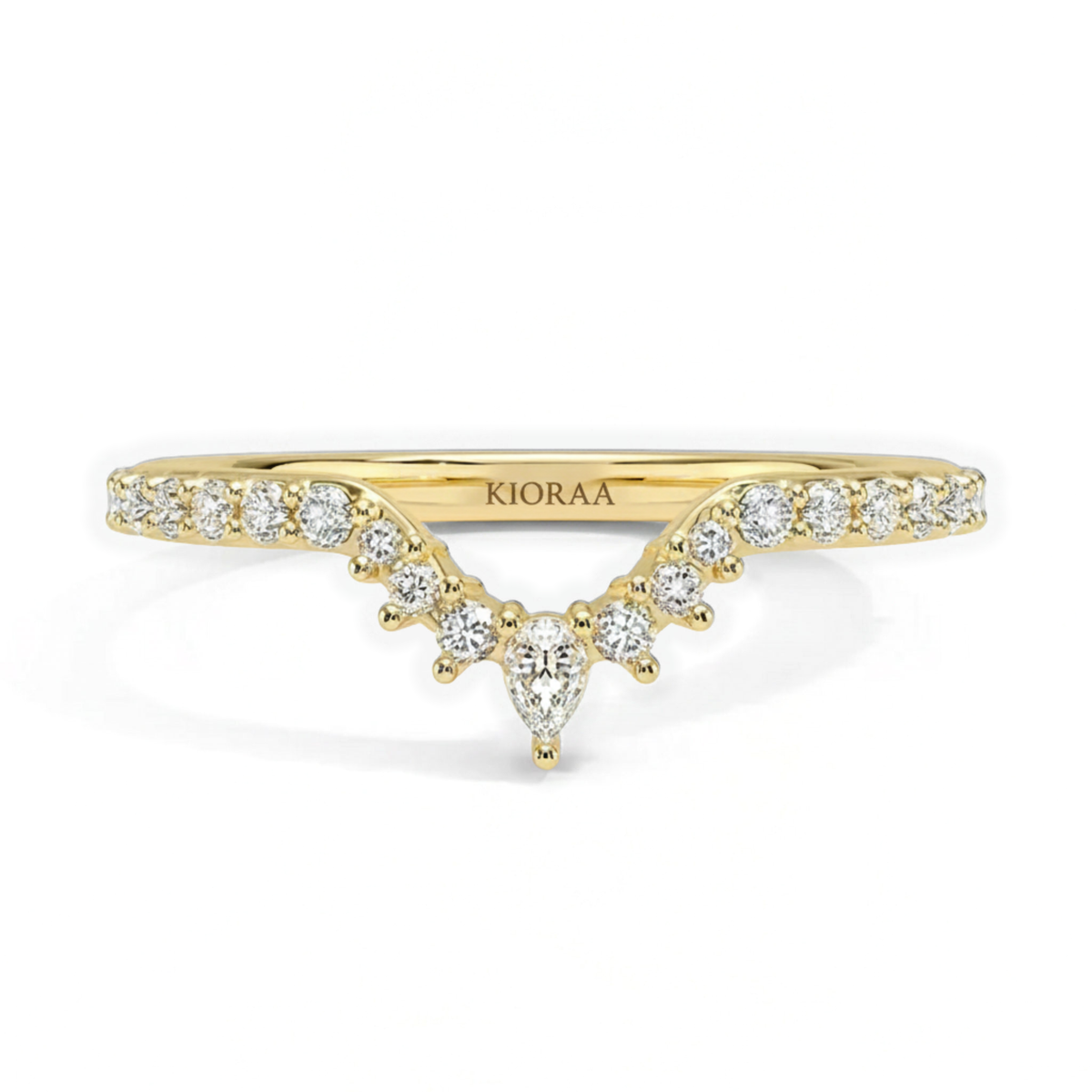 Round Cut V Shaped Chevron Eternity Wedding Band
