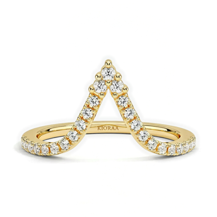 Round Cut V Shaped Eternity Wedding Band