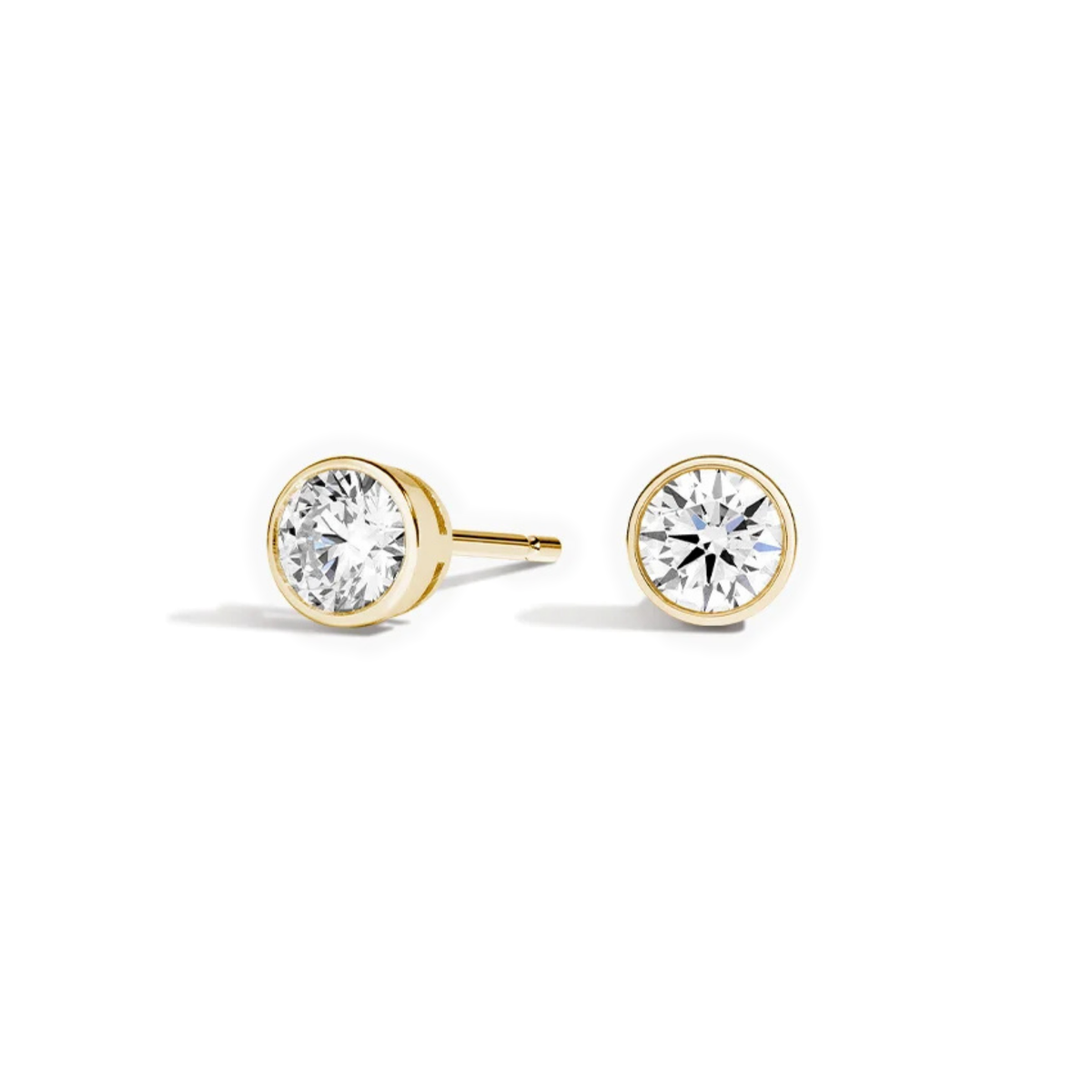 Round Diamond Bezel Set Studs