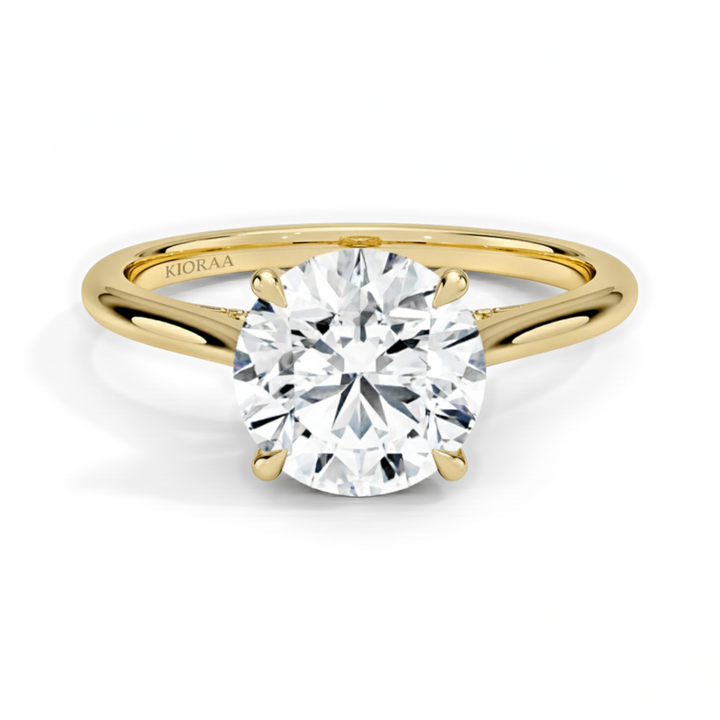Round Diamond Hidden Halo Solitaire Engagement Ring