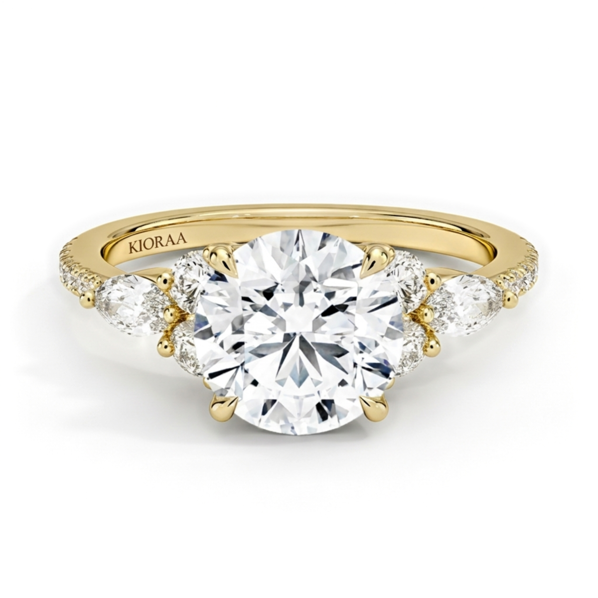 Round Diamond Pave Setting Engagement Ring