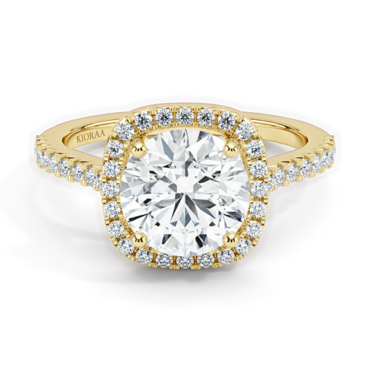 Round Lab Grown Diamond Halo Engagement Ring