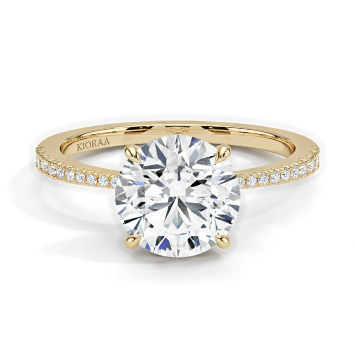 Round Petal Pave Setting Engagement Ring