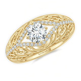 Round Shape Lab Grown Diamond Vintage Engagement Ring, thumbnail 1