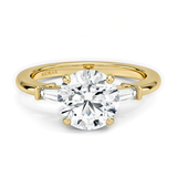 Round Shape Tapered Baguette Three Stone Engagement Ring, thumbnail 1