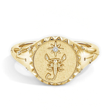 Scorpio Zodiac Icon Signet Diamond Ring, thumbnail 1