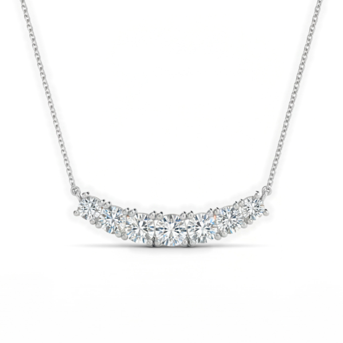 Seven Stone Round Cut Lab Grown Diamond  Necklace