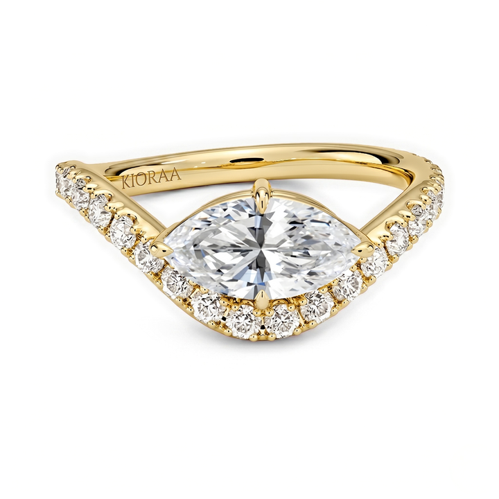 V Shape Chevron Marquise Cut Lab Grown Diamond Engagement Ring
