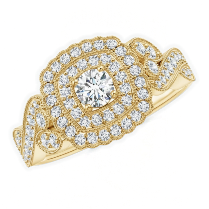 Vintage Double Halo Engagement Ring