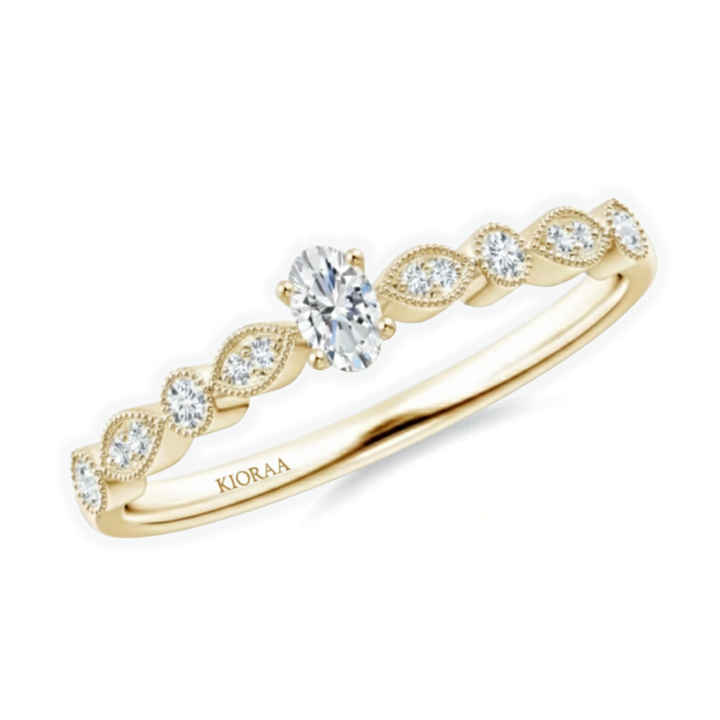 Vintage Halo Oval and Round Engagement Ring